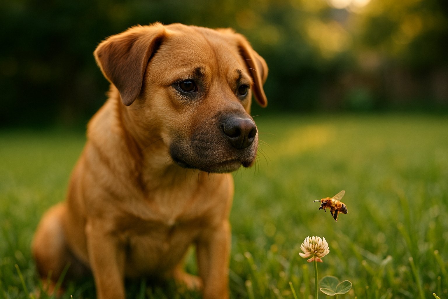 Chien piqué par une abeille