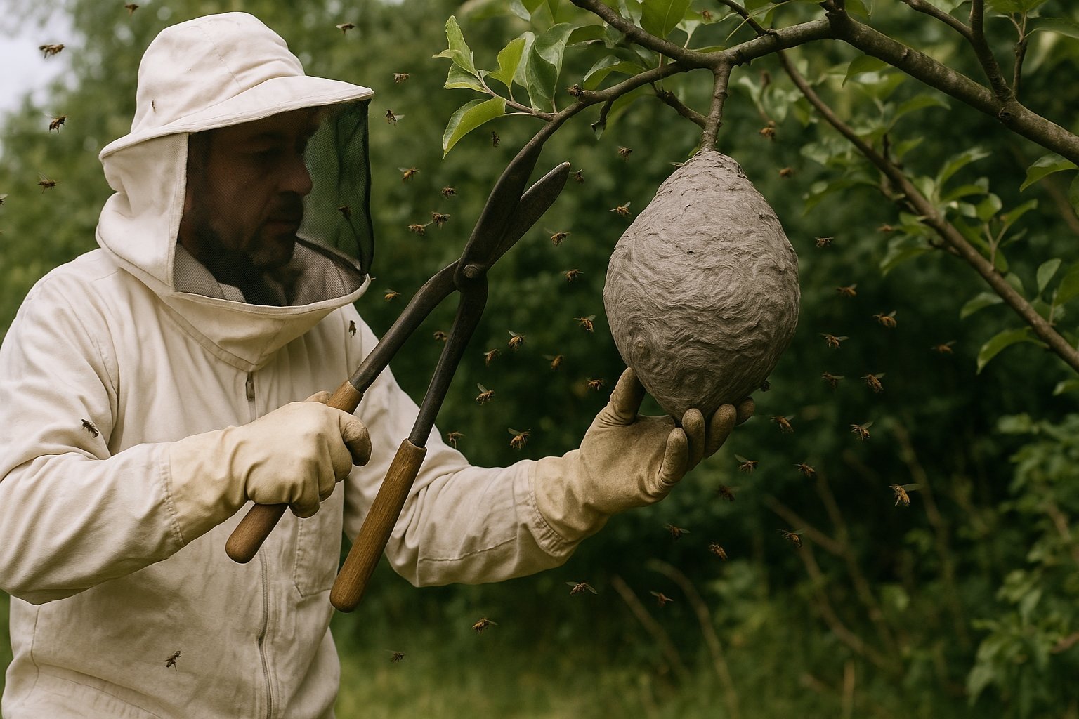 Apiculteur pour enlever un nid